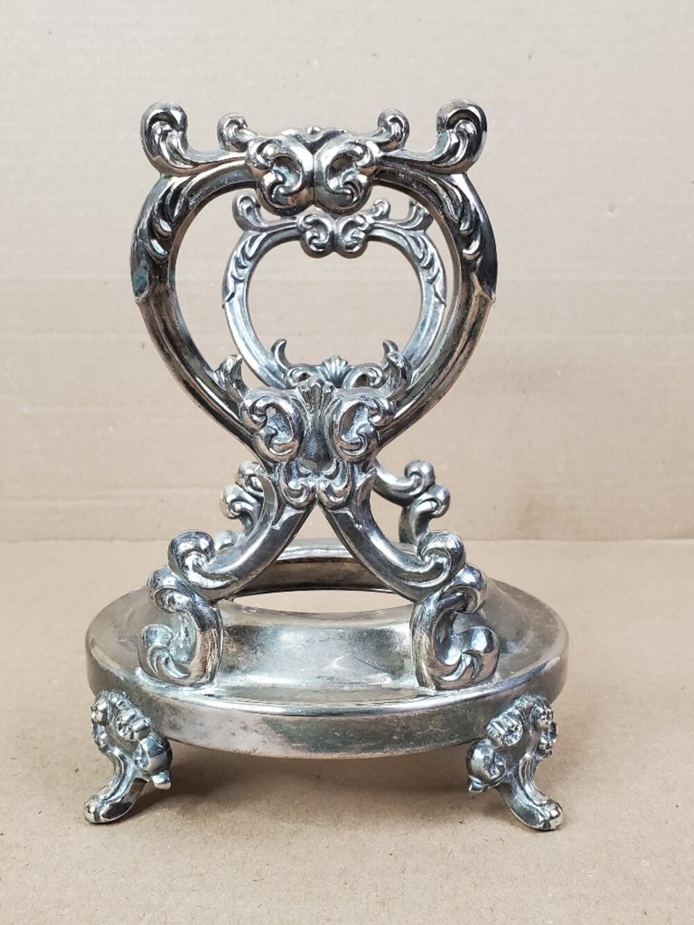 Vintage Silver-Plated Gravy Boat warmer Stand Unbranded Footed